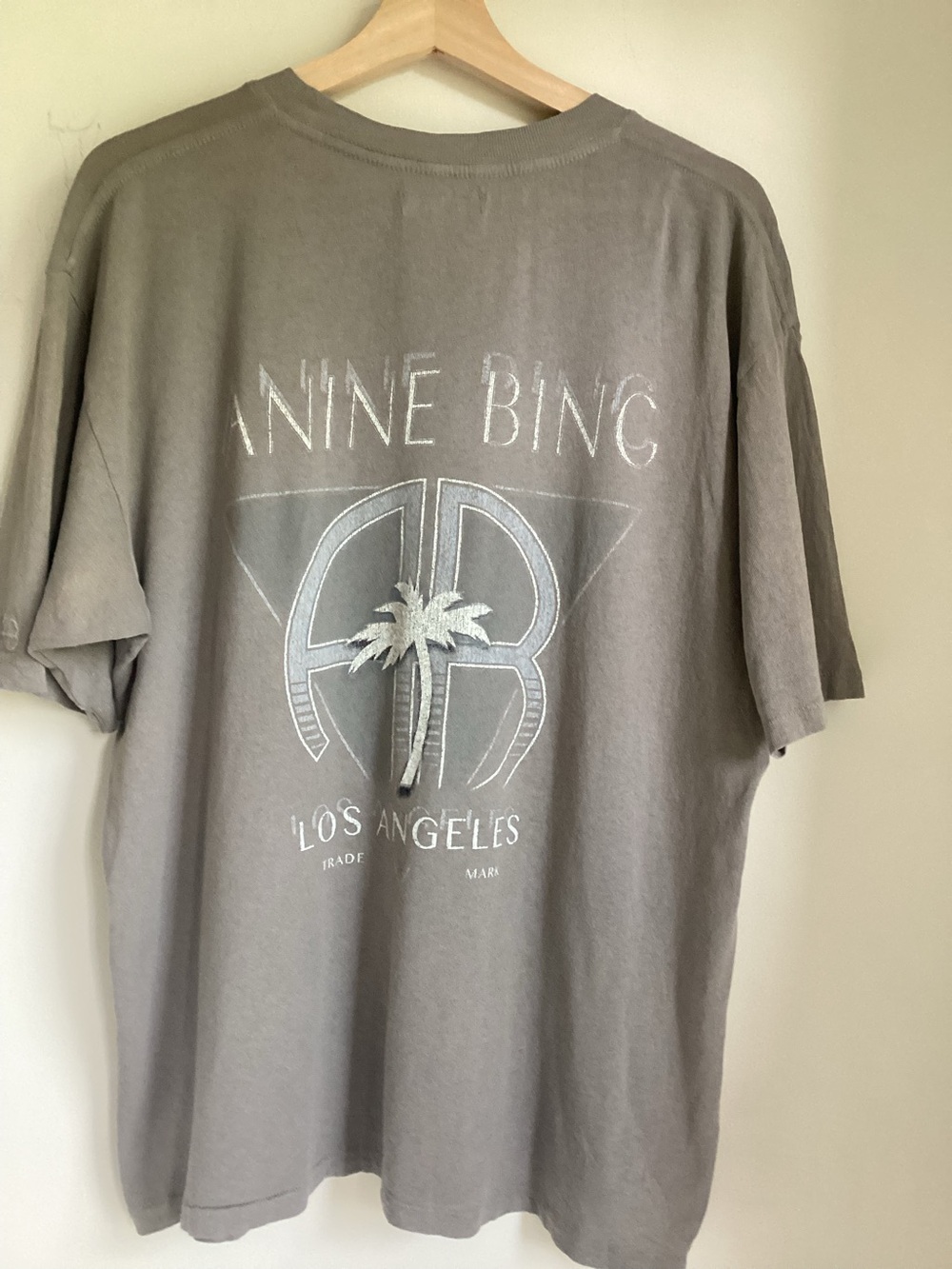 Anine Bing Palm Ida Tee Large Taupe Gray Graphic